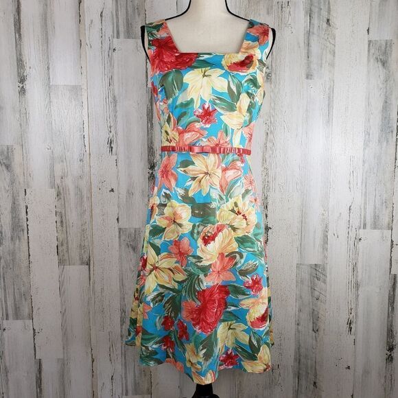 Sangria Tropical Floral Vacation Dress Sz 12 - Picture 1 of 8